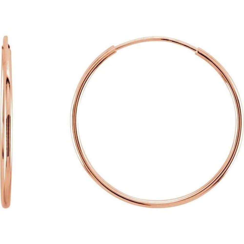 14k Rose Gold Endless Hoop Earrings Jewelry For Gift - 20mm View 6